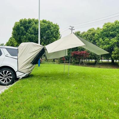 China Diagonal Tethering Type Outdoor Camping Trunk Sun Shade SUV Car Tent Car Extension Trailer Tent Sun Shelter Waterproof Canopy for sale