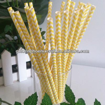 China Disposable Yellow Wave Shape Drinking Straw, Party Paper Decoration, Printed Paper Drinking Straw for sale