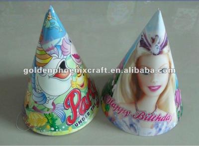 China Full Color Cartoon Logo Printed Cone Shaped Paper Party Hat Diameter: 10cm for sale