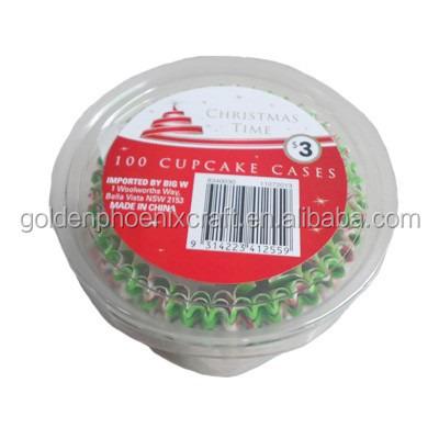 China Top Selling Disposable Christmas Style Mixed Cupcake Kit PVC Box Set / Muffin Cup for sale