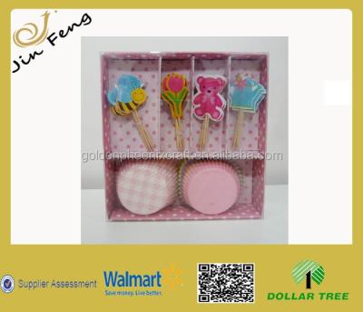 China Wholesale Disposable Spring Cupcake Kit With 4 Style Toothpick Box Set / Bun Cup Wholesale for sale