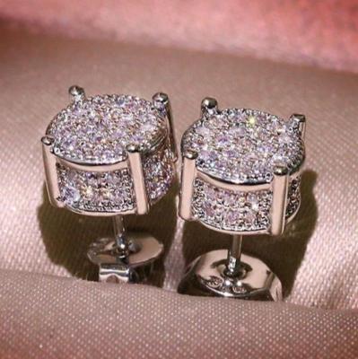 China Environmentally Friendly Round Brass Micro-studded Zircon Stud Earrings With Diamonds Retro Fashion Simple Earrings for sale