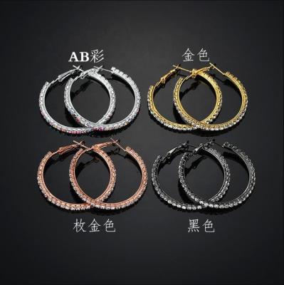 China Environmentally Friendly Rhinestone Fashionable Big Full Circle Jewelry Women's Hoop Earrings for sale