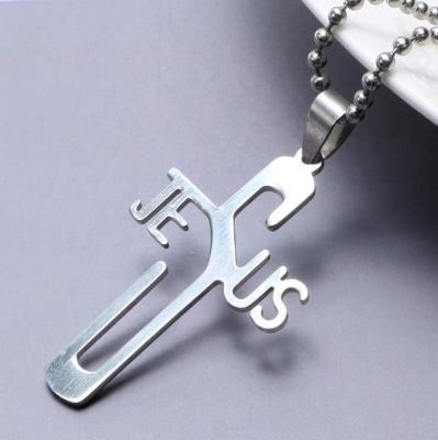 China Hot Selling Stainless Steel Necklace JESUS ​​Cross Necklace Hip Hop Non-fading Accessories for sale