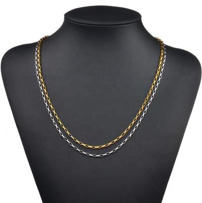 China Hiphop Stainless Steel Long Box Rectangular Lattice Chain Long Clavicle Titanium Steel Necklace for sale