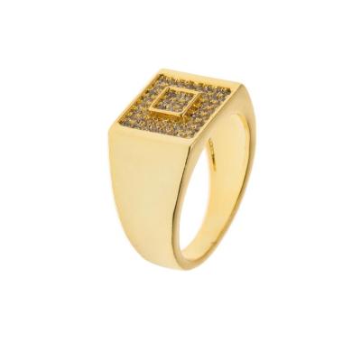 China Wholesale Environmentally Friendly Jewelry Hip Hop Square New Micro-Inlaid Zircon Unisex Hip Hop Ring For Men And Women for sale