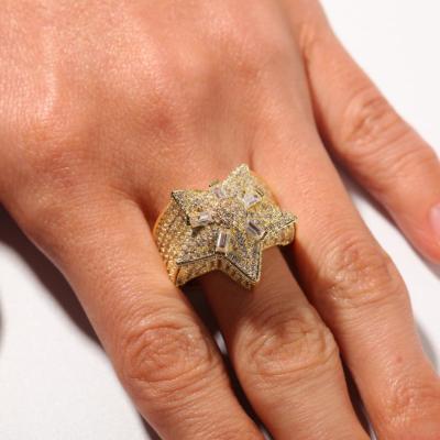 China Zircon Five-pointed Ring Personalized Design Flower Star Ring European And American Jewelry original environmentally friendly hip-hop star for sale