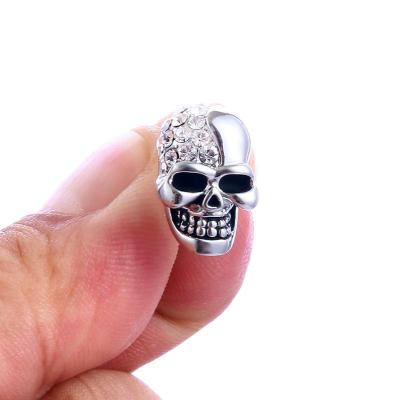 China Halloween Environmentally Friendly Personalized Earring Men's and Women's Retro Skull Head Full Rhinestone Stud Earrings for sale