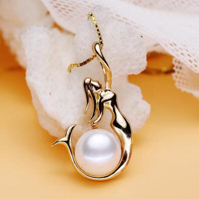 China Fashion 925 Sterling Silver Pearl Necklace Fashion Trend Mermaid Natural Freshwater Pendant for sale