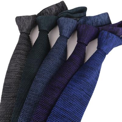 China 100% Handmade Mens Knit Tie Vintage Solid Color Self Ties Casual Custom Design Knitted Ties In Stock for sale