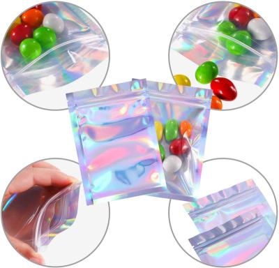 China Moisture Proof In Stock Zipper Holographic Cosmetic Packaging Bags / Holographic Pouches For Eyeshadow Small Packaging Bags for sale