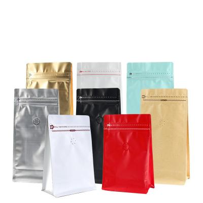 China Private Label Matt Black Aluminum Foil 100g/250g/500g Flat Bottom Moisture Proof Custom Printed Coffee Bag With Valve for sale