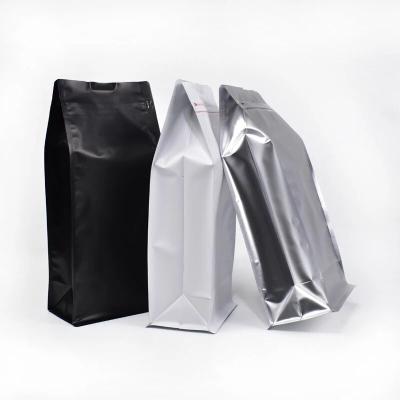 China Plastic Food Coffee Mate Tote Bag Quad Side Seal Bag With Flat Bottom for sale