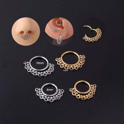 China FASHIONABLE Circle Clicker Nose Clicker Stainless Steel 16Gauge Cartilage Earrings Helix Lobe Piercing Unisex for sale