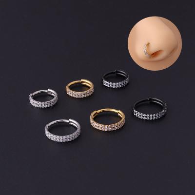 China TWO-LAYER FASHIONABLE titanium conch steel cartilage earrings nose piercing body jewelry 16Gauge with Zircon for sale