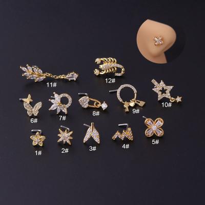 China CLASSIC Star Mermaid Star Shape Stainless Steel Nose Piercing L Shape 20Gauge for sale