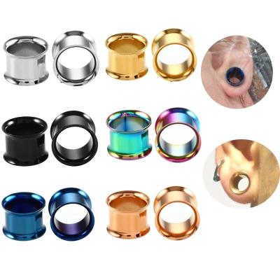 China Hiphop Double Flared Earrings Tunnel Stainless Steel Ear Gauge 2-20mm Unisex for sale