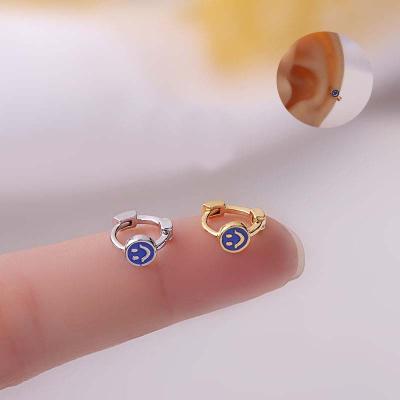 China FASHIONABLE Smiling Tragus Piercing Copper 5mm Mini Hoop Earrings Helix Rook With Zircon for sale