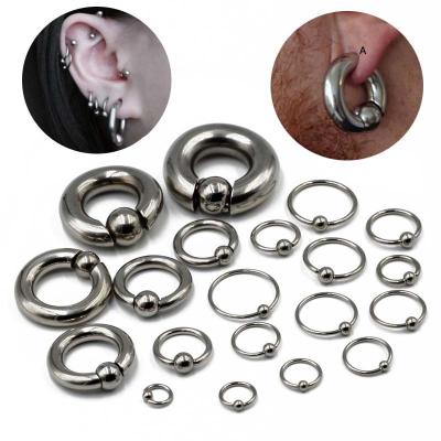 China Captive Ring Stainless Steel Helix Rook Body Piercing Jewelry Vintage Spring Bead Lobe Earrings Hypoallergenic for sale