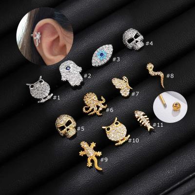 China FASHIONABLE Earring Hikaw Shape Helix Animal Stud Earrings Stud Cartilage Tragus Upper Lobe Piercing Gauge 20 for sale