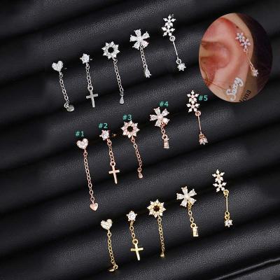 China FASHION Hikaw Earring Dangle Flower Heart Shape Tragus Stud Helix Piercing for sale