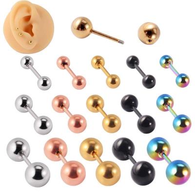 China FASHIONABLE Stainless Steel Cartilage Earrings Lobe Helix Piercing 20Gauge 6mm Straight Barbell With 3/4/5mm Bead Ball for sale