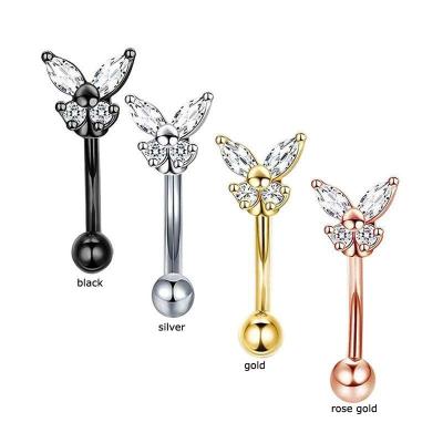 China TRENDY Butterfly Shape 16gauge Curved Barbell Helix Eyebrow Piercing Body Jewelry for sale