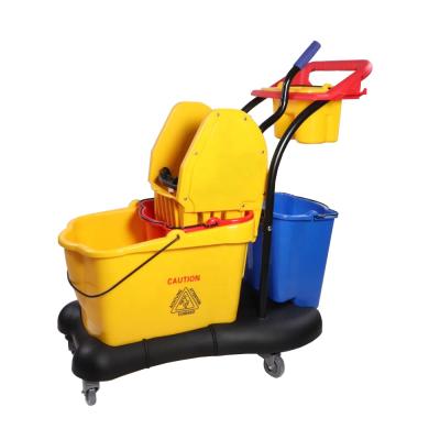 China Durable Heavy Duty Mop Bucket And Wringer Cart Double Buckets Water Separate for sale