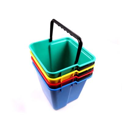 China Viable Square 6 Liter Plastic Cleaner Pail Sanitize Bucket For Porter Cart Trolley 4 Colored for sale