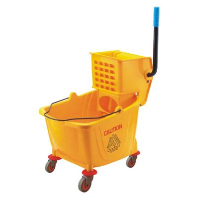 China Sustainable Commercial Side 36 Quart Press Wringer Broom Bucket Yellow for sale