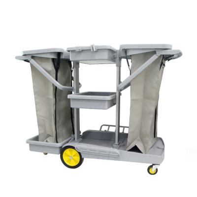 China Universe of Bags Double Vinyl Cart Housekeeping Service Janitor Service Cart with Double Vinyl Bags for sale