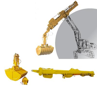 China Long Boom Excavator Telescopic Arm Dipper Stick 28m Telescopic Boom Arm Clamshell  Telescopic Arm With Bucket for sale