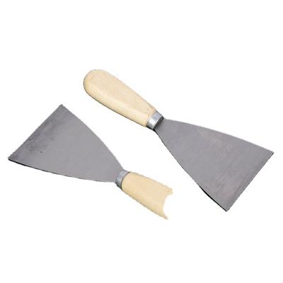 China Wall Cleaning Plain Wood Handle Thickening Stainless Steel Batter Silicone Putty Knife for sale