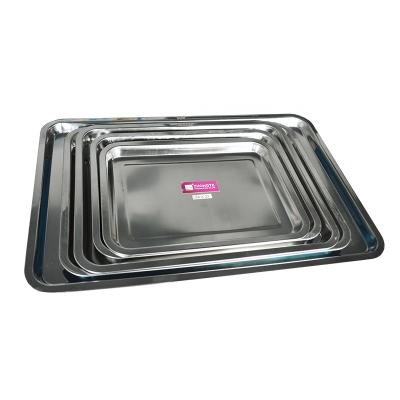 China Wholesale High Quality Hotel 304 Stainless Steel Food Serving Tray Square Food Tray for sale