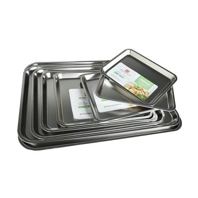 China Japanese Style Metal Material Stainless Steel Tray Restaurant Rectangle Serving Tray Baking Tray for Hotel for sale