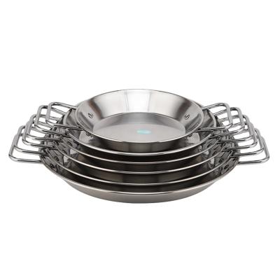 China Sustainable Hot Sale Stainless Steel Spanish Paella Pan Size From 20cm To 36cm for sale