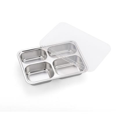 China NEW SS201 SS304 viable FREE SAMPLE stainless steel fast food tray with plastic lid for sale