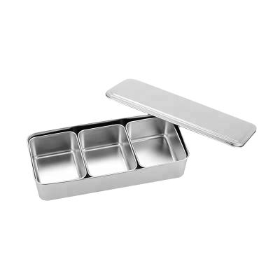 China Free sample ss201stainless sustainable steel non magnetic 3 compartment lunch box spice box for sale