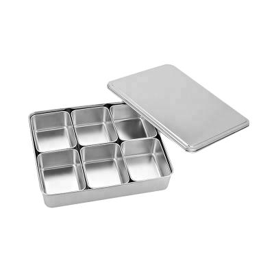 China Viable Japanese Zhongte 6 Compartment Spice Box Stainless Steel Condiment Box Spice Jar For Seasoning Box for sale