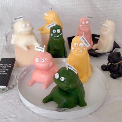 China Funny Colorful Birthday Soybean Wax Scented Candles Tall and Thin Clay Figures Burning Candles Cartoon Shape Candle Gifts for sale