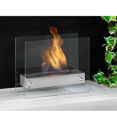 China Indoor Professional Design Table Style Glass Fire Screen Smart Bio Ethanol Fireplace for sale