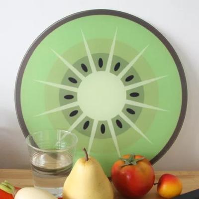 China Sustainable Special Pattern Printed Glass Vegetable And Fruit Circular Cutting Board for sale