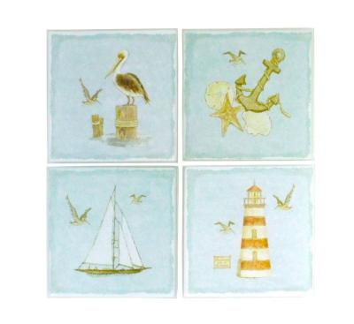 China Sustainable Nautical Glass Coaster Set With Different Dimension for sale