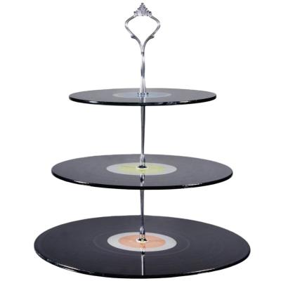 China Different Dimension Wedding Sustainable Tempered Glass Fruit Cake Decorative Stand Multilevel for sale