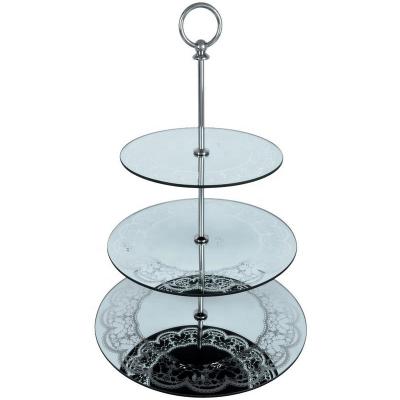 China 3 Tier Standable Black And White Glass Dessert Cake Stand for sale