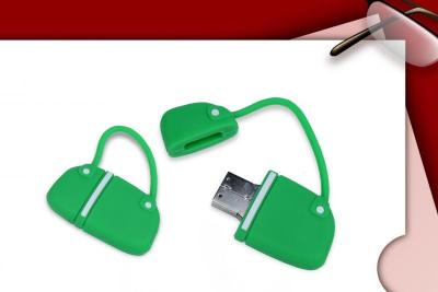 China Novelty hand bag pvc usb flash drive , Personalized Green USB Memory Stick for sale