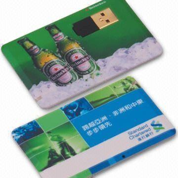 China Plastic Customised Name Card USB 2.0 Flash Drive 128GB , 4 -10MB/S Write for sale