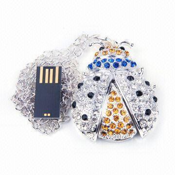 China Special Novelty Insect Shape Metal & Crystal High Capacity Jewelry USB Disk 32GB for sale