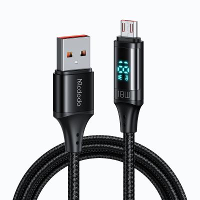 China Real-Time Display Charging Power And Visible Usb USB2.0 Usb 3A Usb Data Cable Max Charging Nylon Micro Data Cable 18W Digital HD Housing Fast Charging Micro USB Cable made of metal for sale