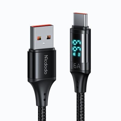 China Full compatible with Type 6A Super High Type-C Fast Charging 1.2M Digital Display SCP FCP QC4.0 QC3.0 VOOC Android Mobile Fast Charging Cable Android 6A 66W C Cable android for sale